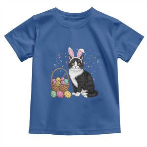 Easter Day Cat Bunny Ears Eggs Graphic Toddler T Shirt TS02 Royal Blue Print Your Wear