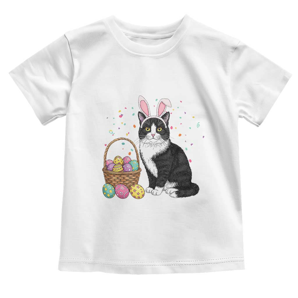 Easter Day Cat Bunny Ears Eggs Graphic Toddler T Shirt TS02 White Print Your Wear