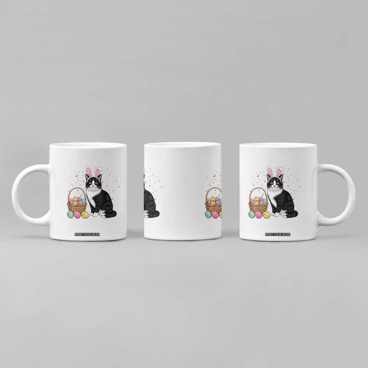 Easter Day Cat Bunny Ears Eggs Graphic Coffee Mug TS02 Print Your Wear