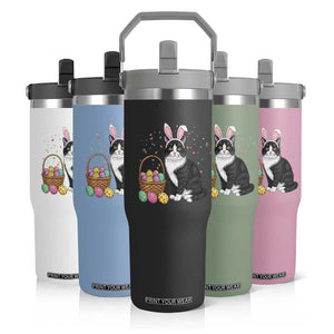 Easter Day Cat Bunny Ears Eggs Graphic Flip Straw Tumbler TS02 Print Your Wear