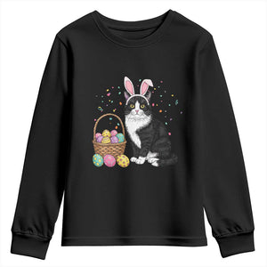 Easter Day Cat Bunny Ears Eggs Graphic Youth Sweatshirt TS02 Black Print Your Wear