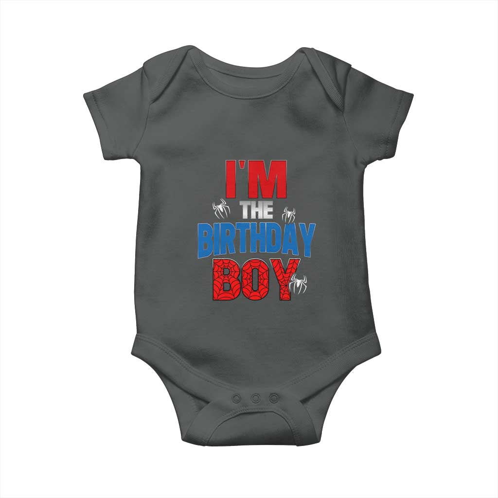 Spider Birthday Boy Baby Onesie Spiders Lover Bday Party TS02 Dark Heather Print Your Wear