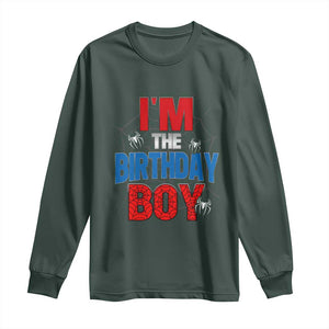 Spider Birthday Boy Long Sleeve Shirt Spiders Lover Bday Party TS02 Dark Forest Green Print Your Wear