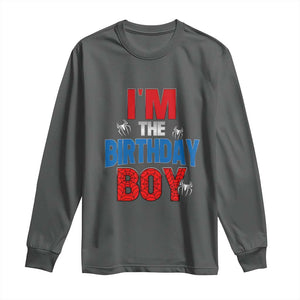 Spider Birthday Boy Long Sleeve Shirt Spiders Lover Bday Party TS02 Dark Heather Print Your Wear