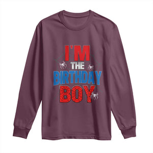 Spider Birthday Boy Long Sleeve Shirt Spiders Lover Bday Party TS02 Maroon Print Your Wear