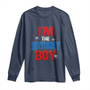 Spider Birthday Boy Long Sleeve Shirt Spiders Lover Bday Party TS02 Navy Print Your Wear