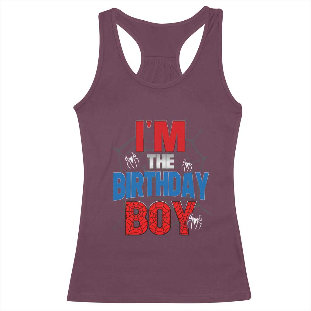 Spider Birthday Boy Racerback Tank Top Spiders Lover Bday Party TS02 Maroon Print Your Wear