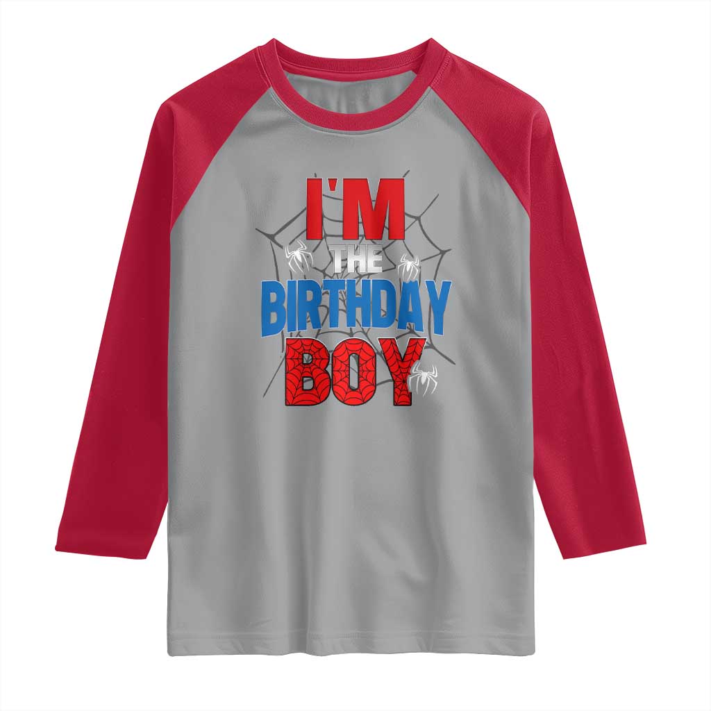 Spider Birthday Boy Raglan Shirt Spiders Lover Bday Party TS02 Sport Gray Red Print Your Wear