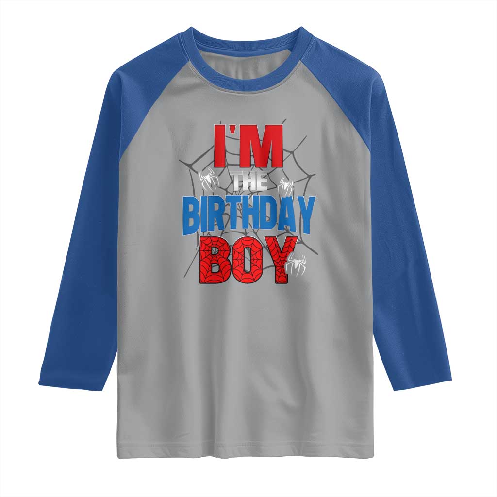 Spider Birthday Boy Raglan Shirt Spiders Lover Bday Party TS02 Sport Gray Royal Print Your Wear