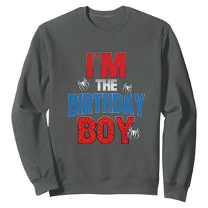 Spider Birthday Boy Sweatshirt Spiders Lover Bday Party TS02 Dark Heather Print Your Wear