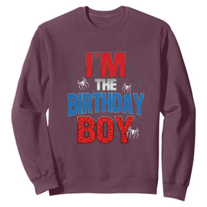 Spider Birthday Boy Sweatshirt Spiders Lover Bday Party TS02 Maroon Print Your Wear