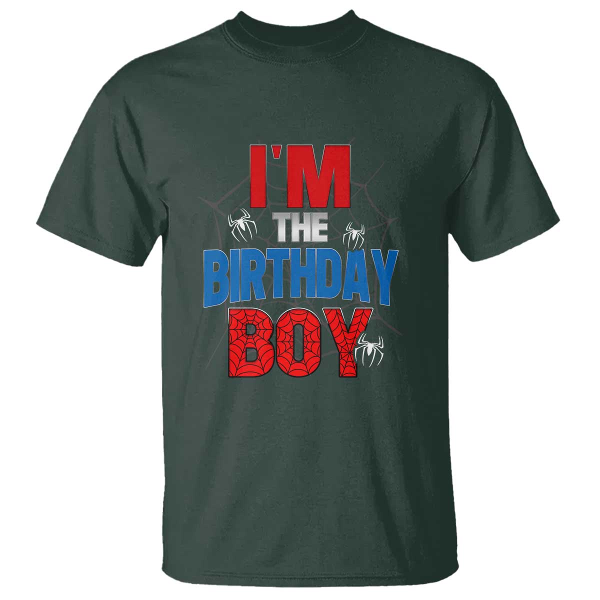 Spider Birthday Boy T Shirt Spiders Lover Bday Party TS02 Dark Forest Green Print Your Wear