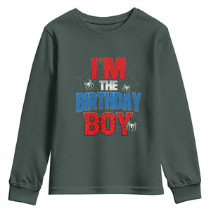 Spider Birthday Boy Youth Sweatshirt Spiders Lover Bday Party TS02 Dark Forest Green Print Your Wear