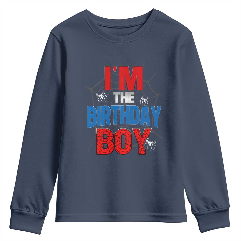 Spider Birthday Boy Youth Sweatshirt Spiders Lover Bday Party TS02 Navy Print Your Wear