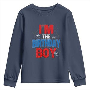 Spider Birthday Boy Youth Sweatshirt Spiders Lover Bday Party TS02 Navy Print Your Wear