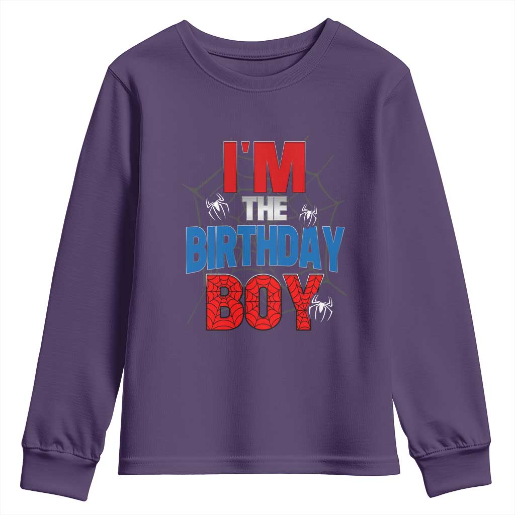 Spider Birthday Boy Youth Sweatshirt Spiders Lover Bday Party TS02 Purple Print Your Wear