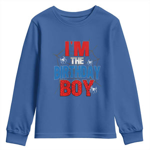 Spider Birthday Boy Youth Sweatshirt Spiders Lover Bday Party TS02 Royal Blue Print Your Wear
