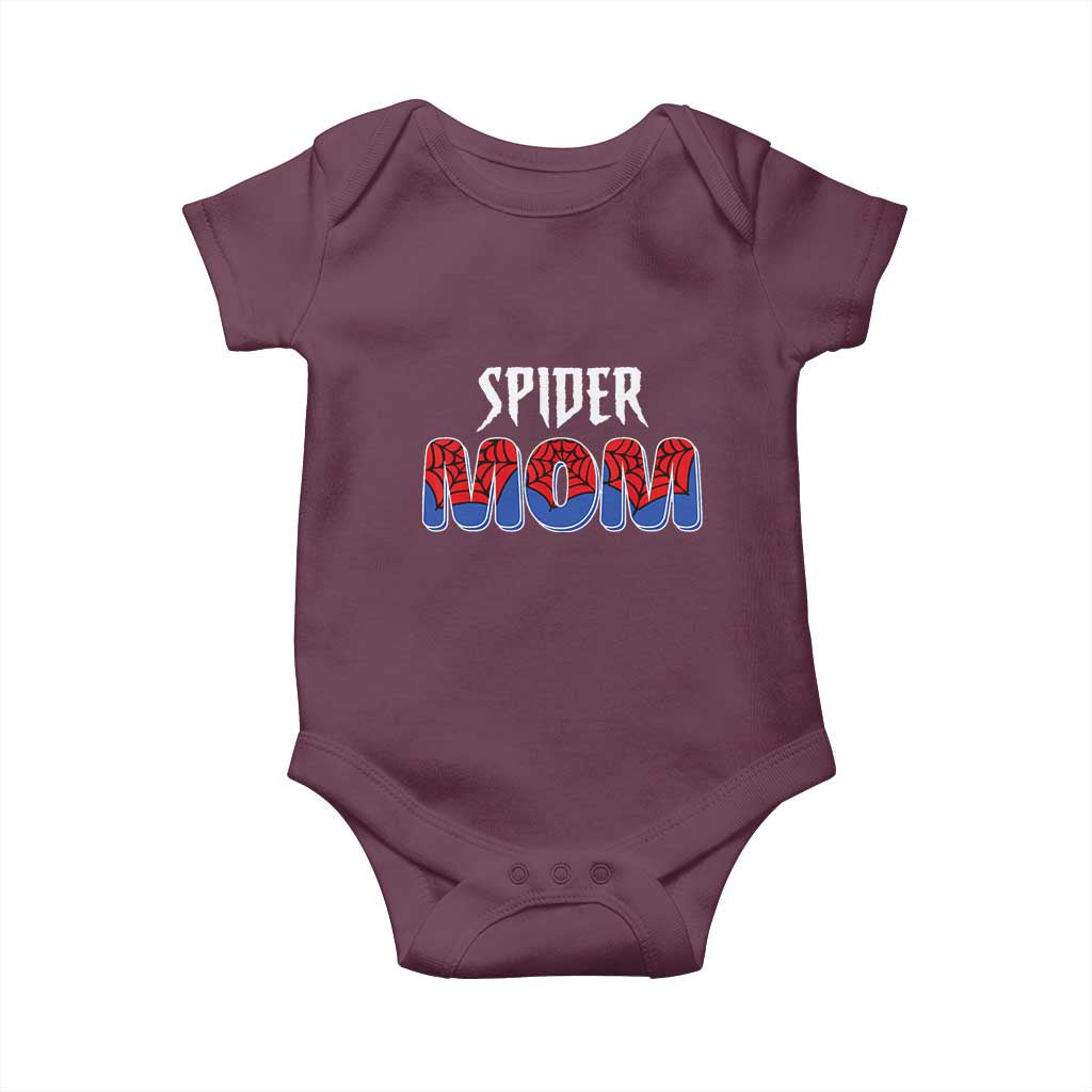 Funny Spider Mom Baby Onesie Son Birthday Party TS02 Maroon Print Your Wear
