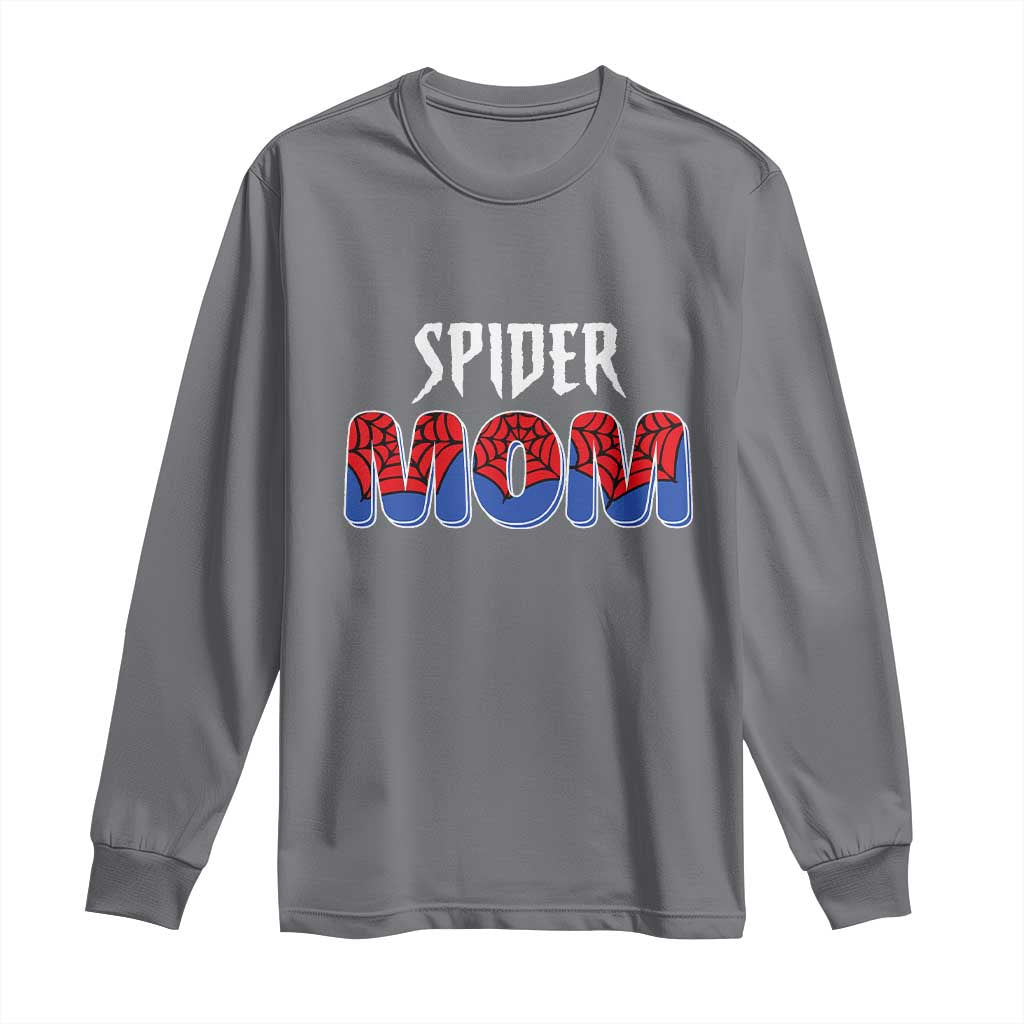 Funny Spider Mom Long Sleeve Shirt Son Birthday Party TS02 Charcoal Print Your Wear