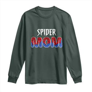 Funny Spider Mom Long Sleeve Shirt Son Birthday Party TS02 Dark Forest Green Print Your Wear