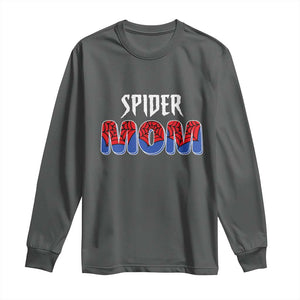 Funny Spider Mom Long Sleeve Shirt Son Birthday Party TS02 Dark Heather Print Your Wear