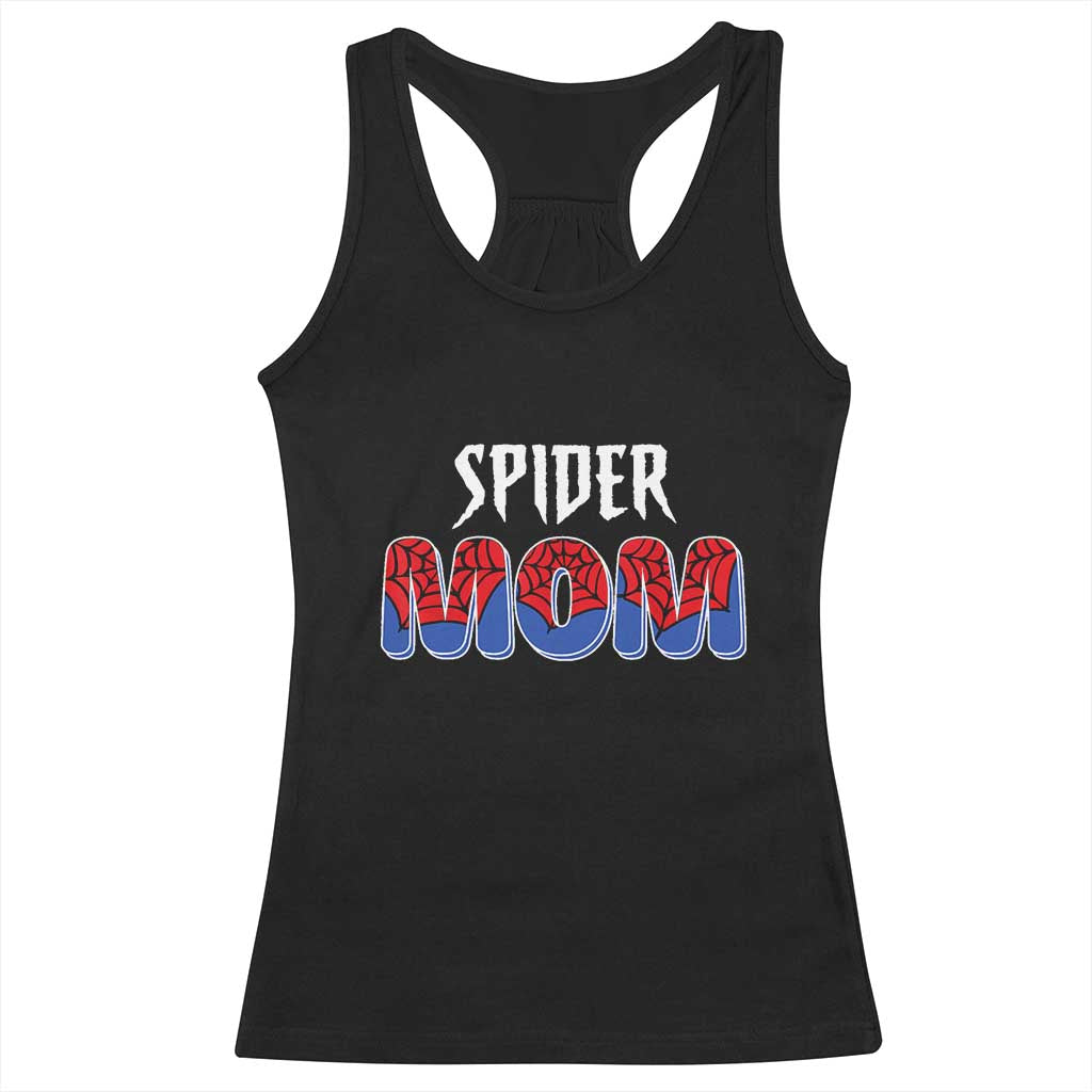 Funny Spider Mom Racerback Tank Top Son Birthday Party TS02 Black Print Your Wear