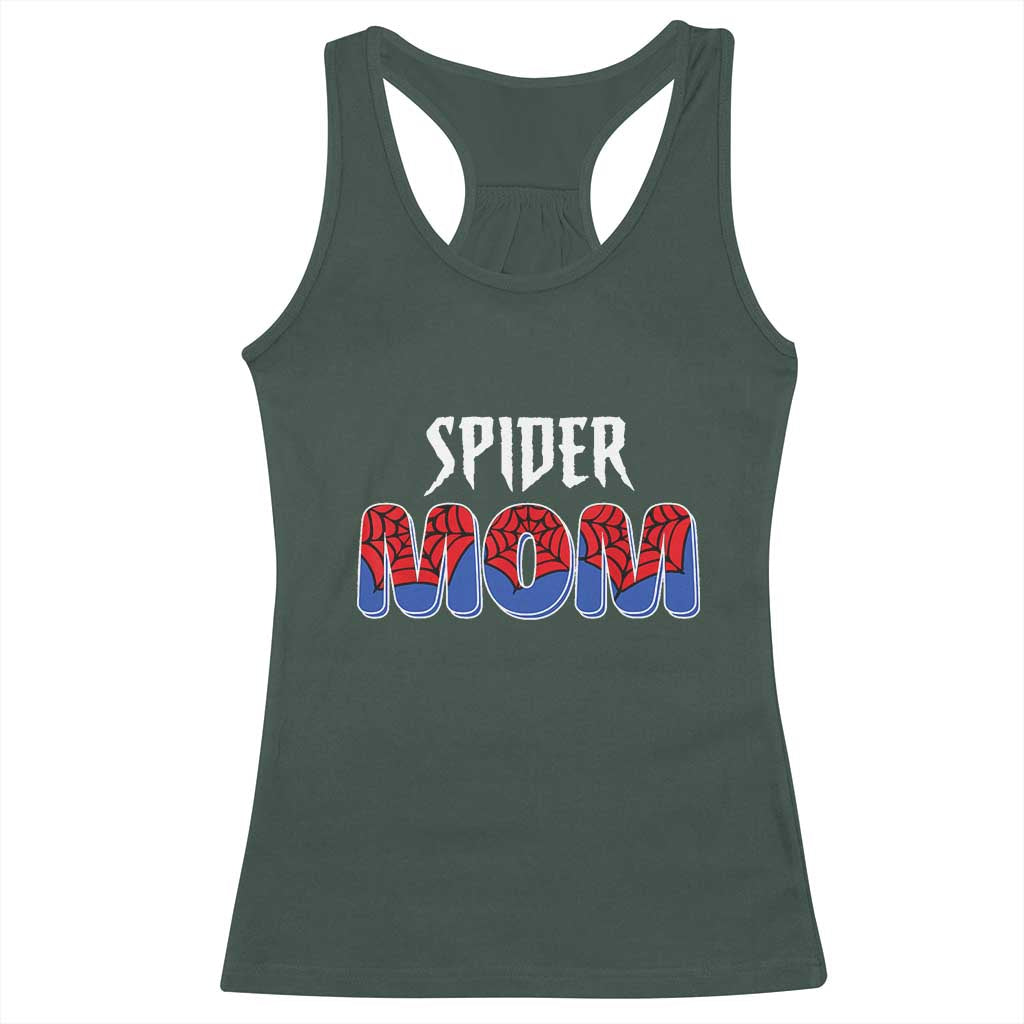 Funny Spider Mom Racerback Tank Top Son Birthday Party TS02 Dark Forest Green Print Your Wear