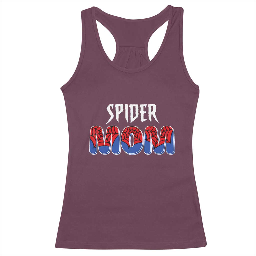 Funny Spider Mom Racerback Tank Top Son Birthday Party TS02 Maroon Print Your Wear