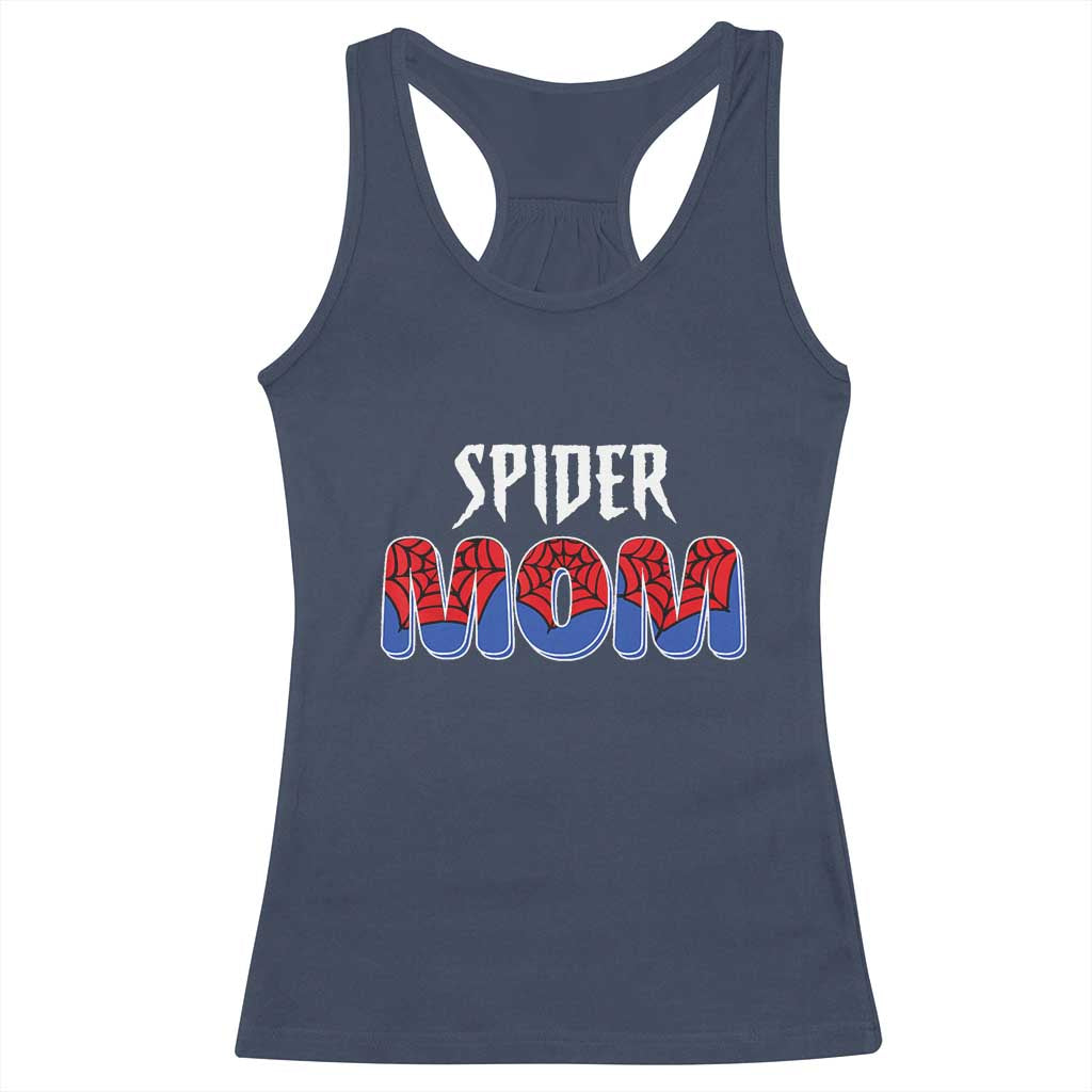 Funny Spider Mom Racerback Tank Top Son Birthday Party TS02 Navy Print Your Wear