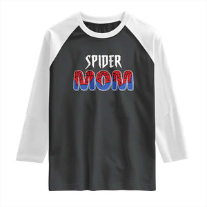 Funny Spider Mom Raglan Shirt Son Birthday Party TS02 Black White Print Your Wear