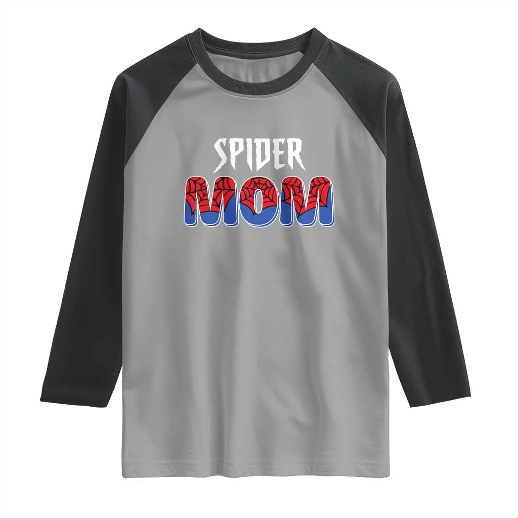 Funny Spider Mom Raglan Shirt Son Birthday Party TS02 Sport Gray Black Print Your Wear