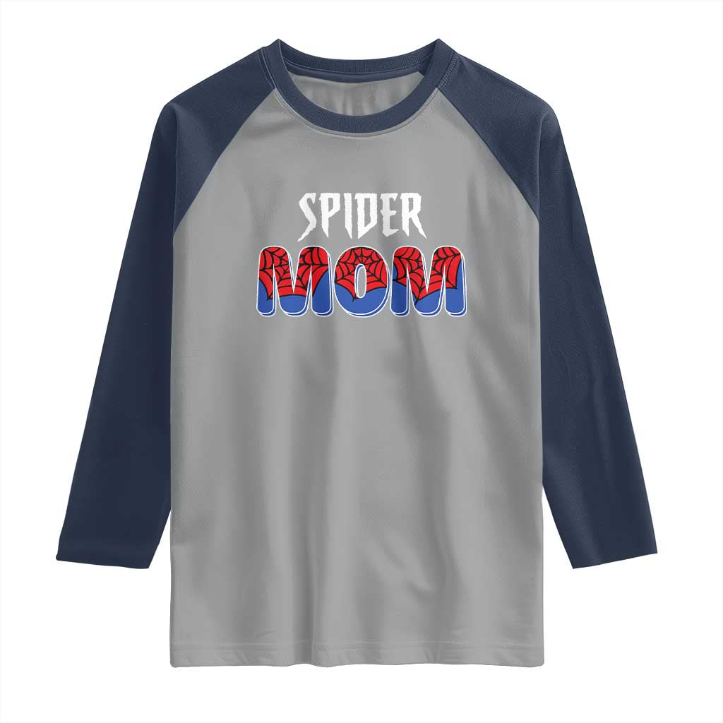 Funny Spider Mom Raglan Shirt Son Birthday Party TS02 Sport Gray Navy Print Your Wear