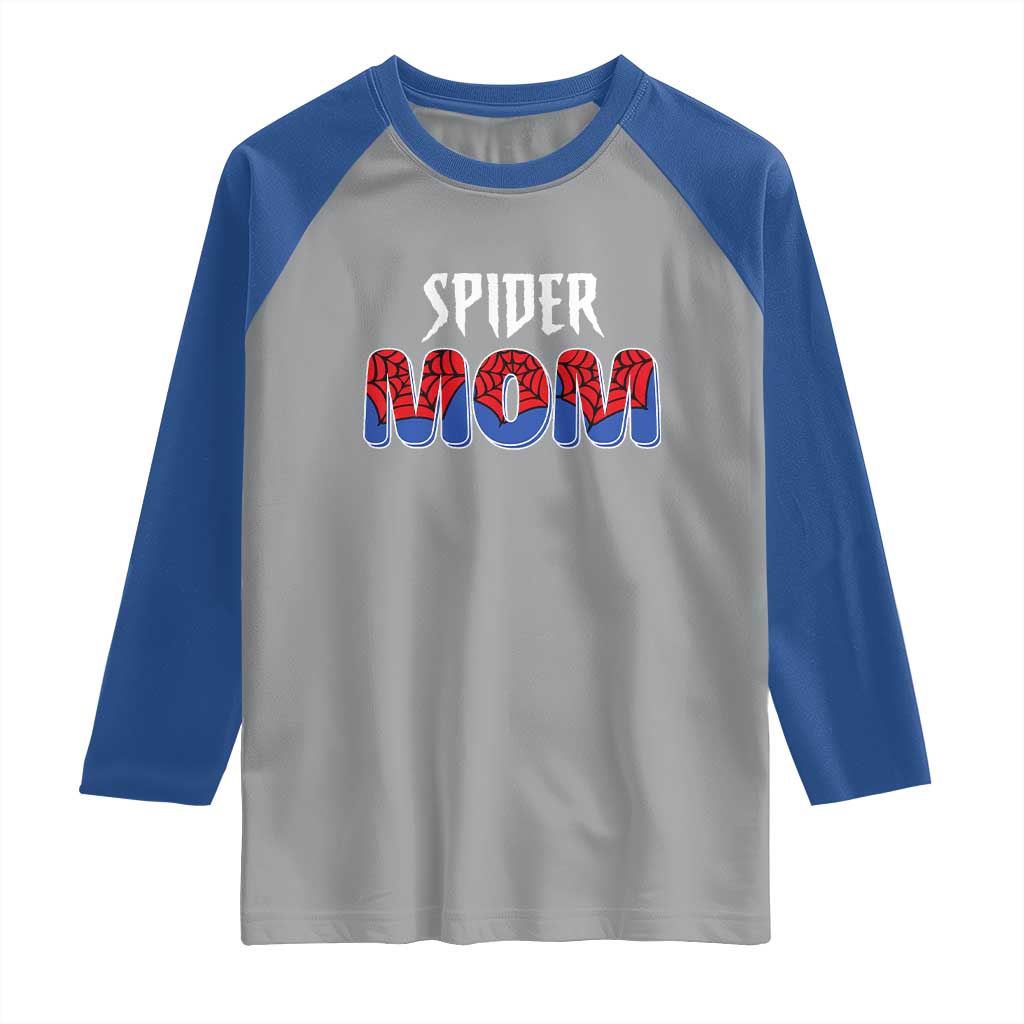 Funny Spider Mom Raglan Shirt Son Birthday Party TS02 Sport Gray Royal Print Your Wear