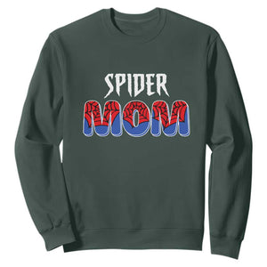 Funny Spider Mom Sweatshirt Son Birthday Party TS02 Dark Forest Green Print Your Wear