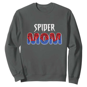 Funny Spider Mom Sweatshirt Son Birthday Party TS02 Dark Heather Print Your Wear