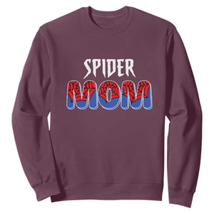 Funny Spider Mom Sweatshirt Son Birthday Party TS02 Maroon Print Your Wear
