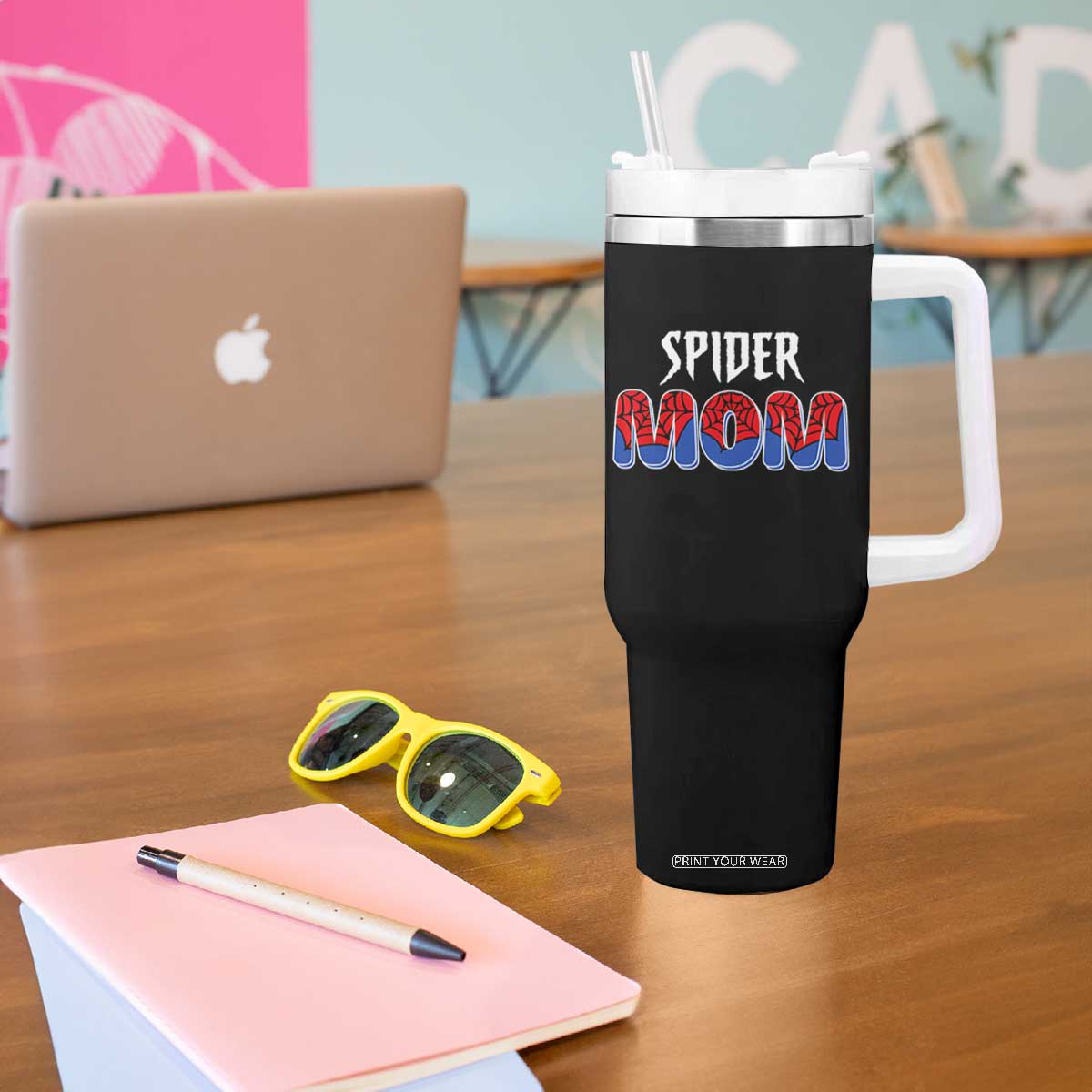 Funny Spider Mom Tumbler With Handle Son Birthday Party TS02 Print Your Wear