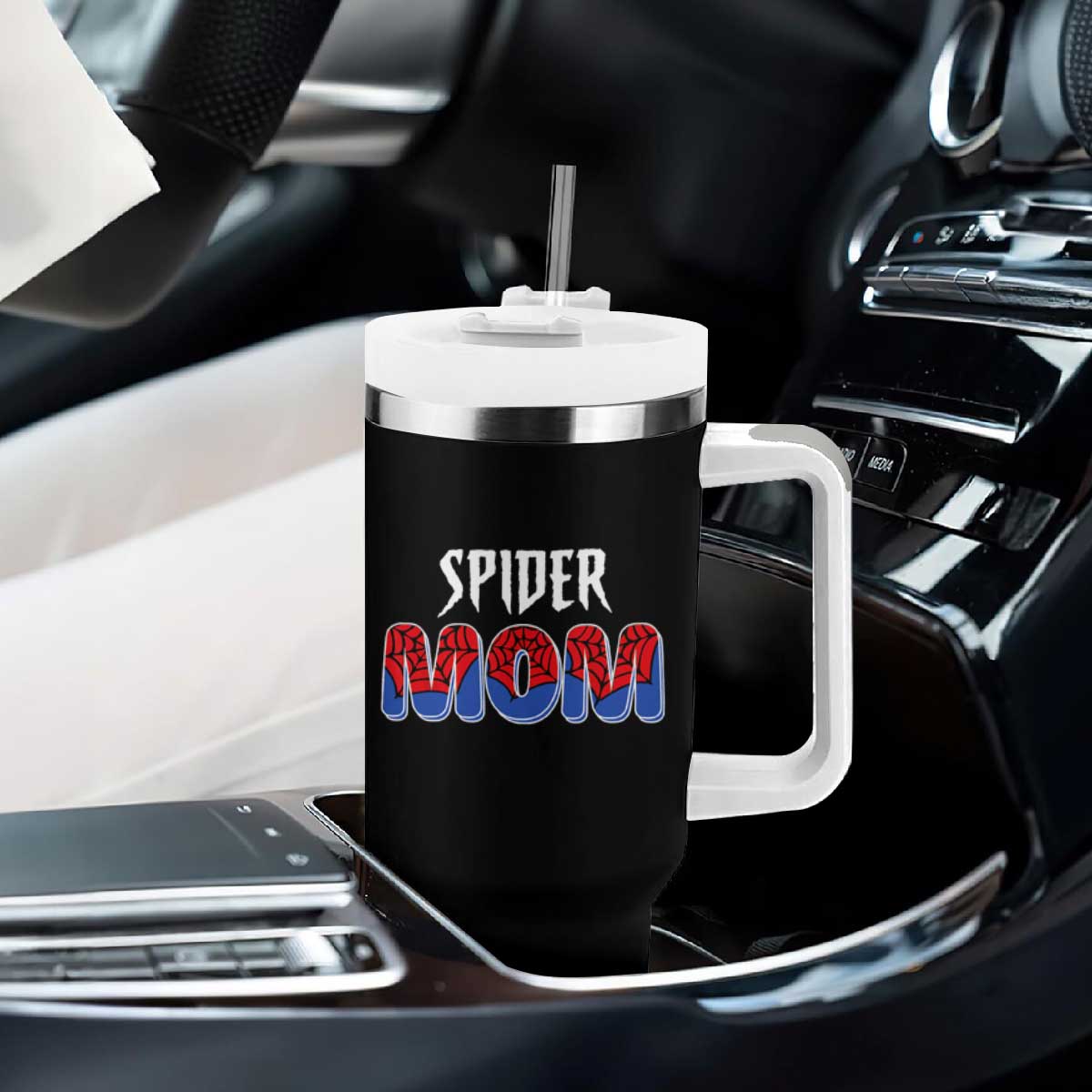 Funny Spider Mom Tumbler With Handle Son Birthday Party TS02 Print Your Wear