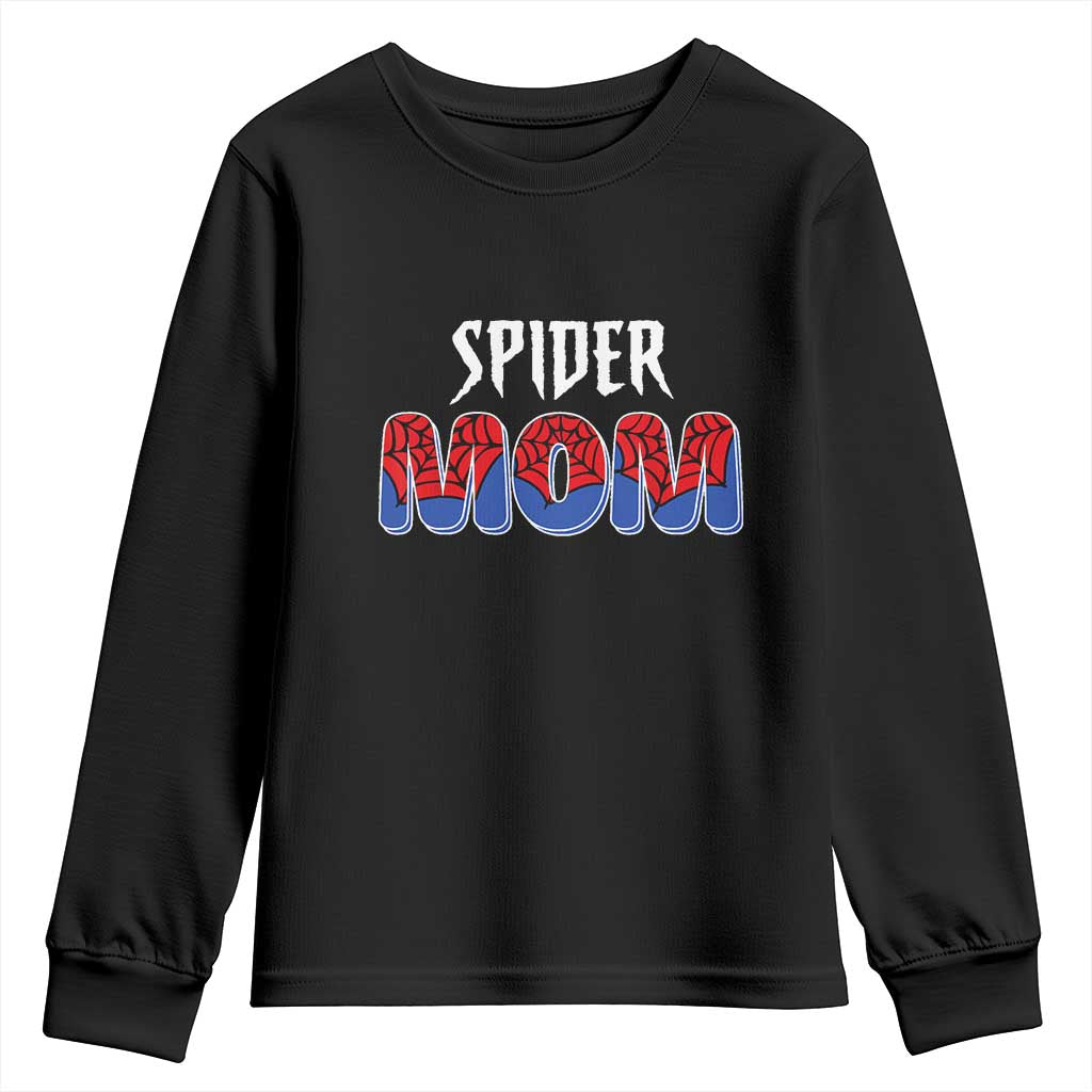 Funny Spider Mom Youth Sweatshirt Son Birthday Party TS02 Black Print Your Wear