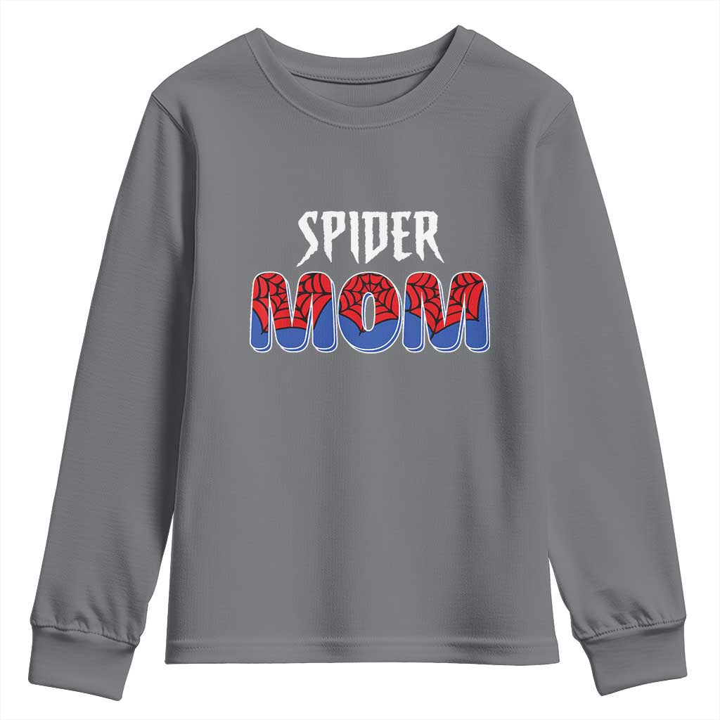 Funny Spider Mom Youth Sweatshirt Son Birthday Party TS02 Charcoal Print Your Wear