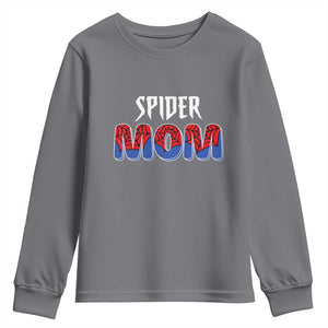Funny Spider Mom Youth Sweatshirt Son Birthday Party TS02 Charcoal Print Your Wear