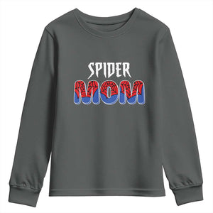 Funny Spider Mom Youth Sweatshirt Son Birthday Party TS02 Dark Heather Print Your Wear
