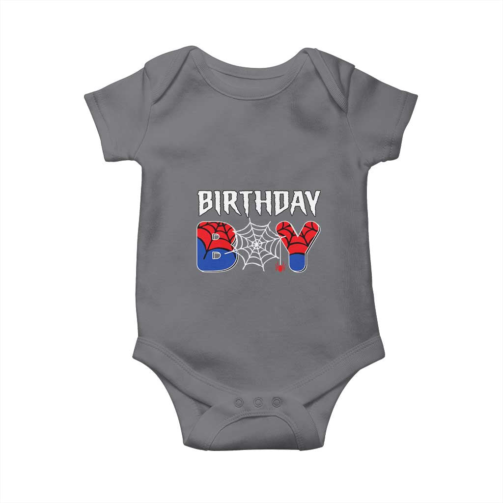 Spider Birthday Boy Baby Onesie Bday Spiders Party TS02 Charcoal Print Your Wear