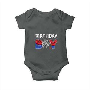 Spider Birthday Boy Baby Onesie Bday Spiders Party TS02 Dark Heather Print Your Wear