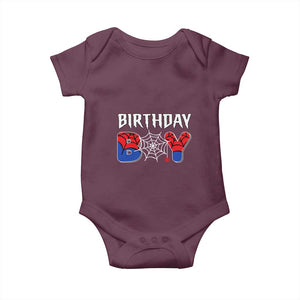 Spider Birthday Boy Baby Onesie Bday Spiders Party TS02 Maroon Print Your Wear