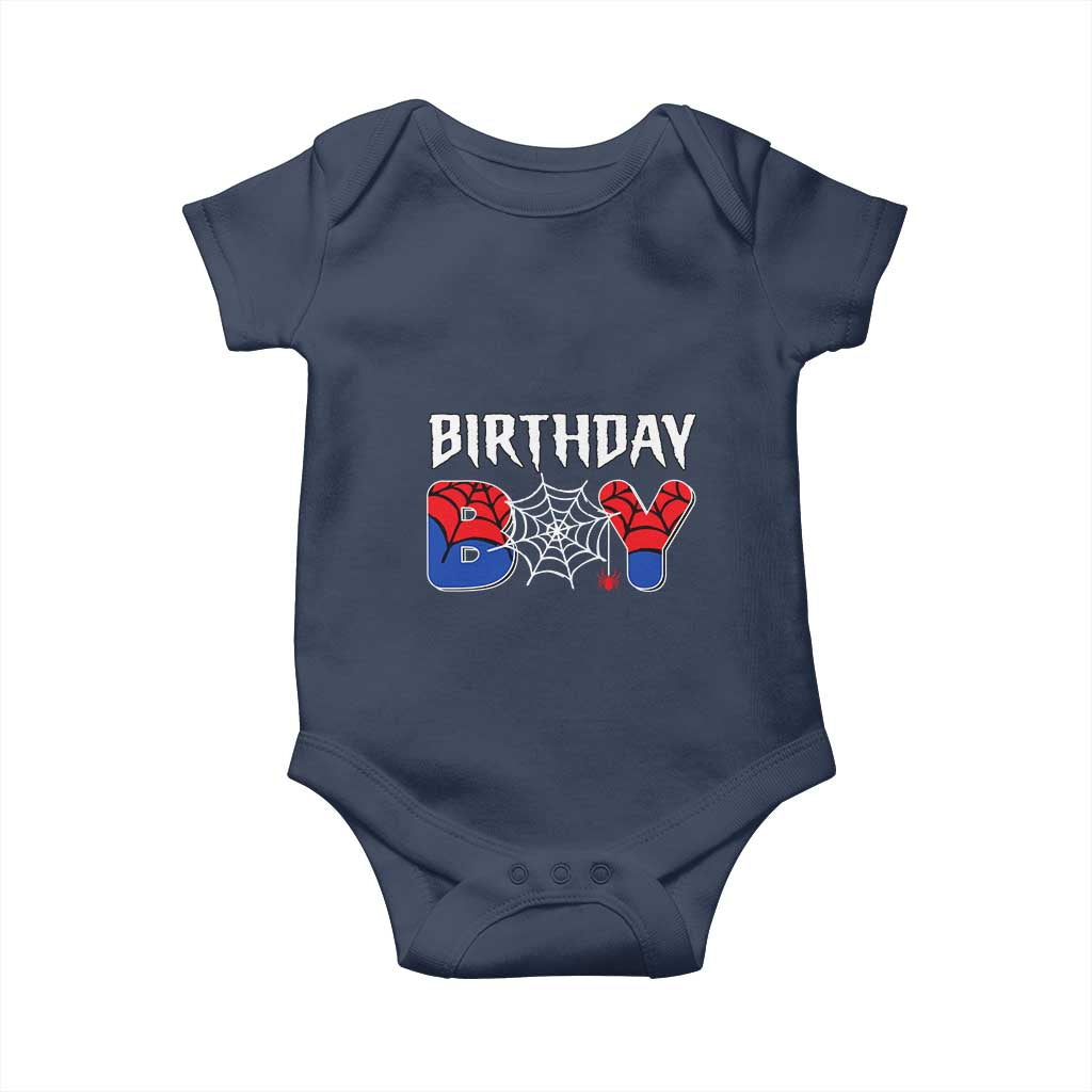 Spider Birthday Boy Baby Onesie Bday Spiders Party TS02 Navy Print Your Wear