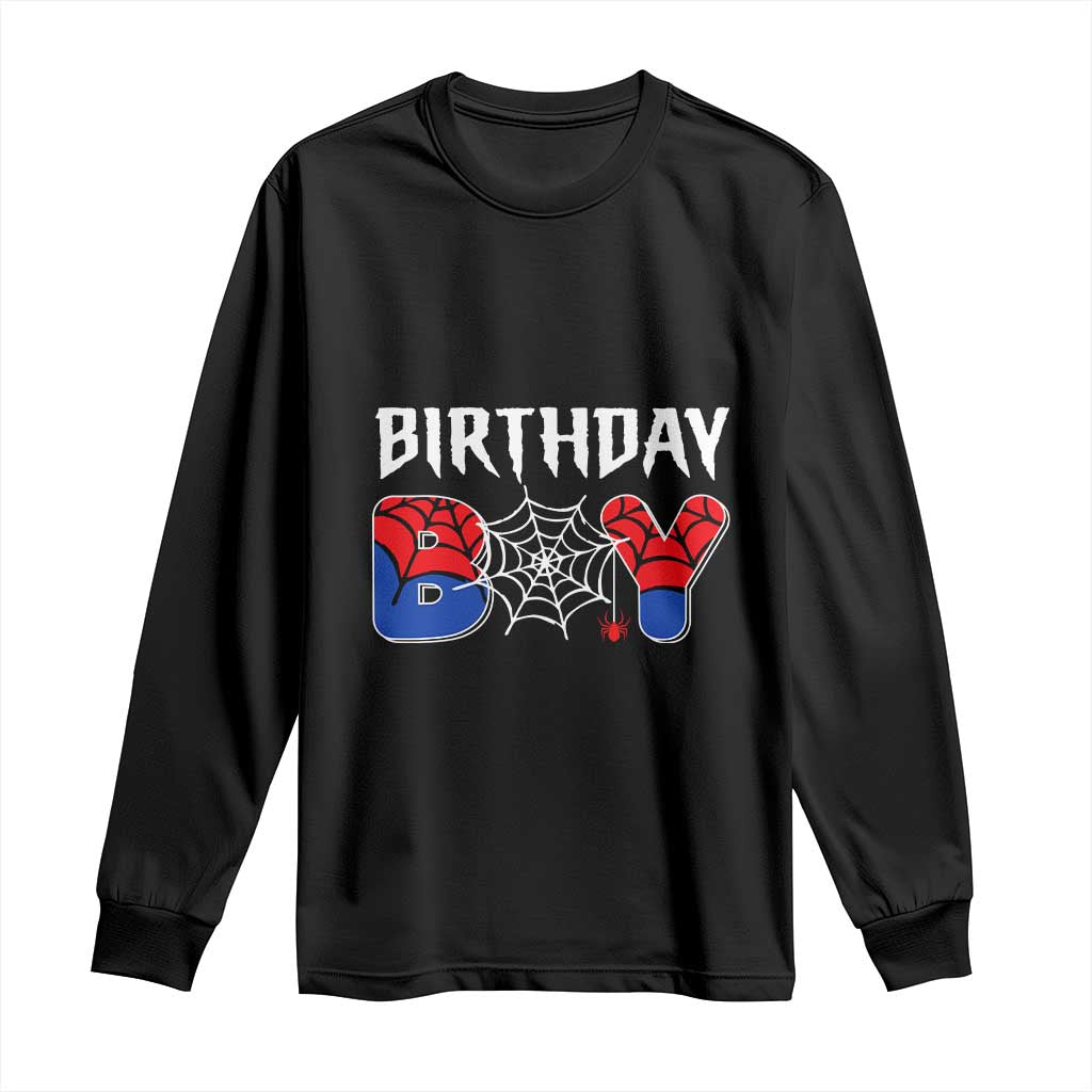 Spider Birthday Boy Long Sleeve Shirt Bday Spiders Party TS02 Black Print Your Wear