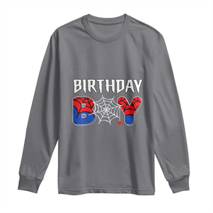 Spider Birthday Boy Long Sleeve Shirt Bday Spiders Party TS02 Charcoal Print Your Wear