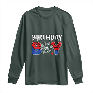 Spider Birthday Boy Long Sleeve Shirt Bday Spiders Party TS02 Dark Forest Green Print Your Wear