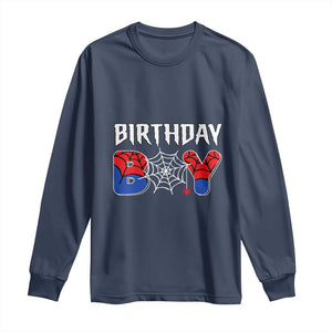 Spider Birthday Boy Long Sleeve Shirt Bday Spiders Party TS02 Navy Print Your Wear